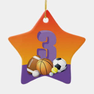 Girl 3rd Birthday Sports Balls Ceramic Ornament