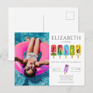 Girl 3rd Birthday Summer popsicle Ice Cream Postcard