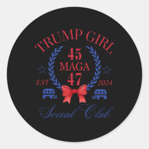 Girl 45 47 Maga Est 2024 Social Club Happy 4th Of Classic Round Sticker