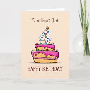 4 Years Old Girl Birthday Cards | Zazzle.com.au
