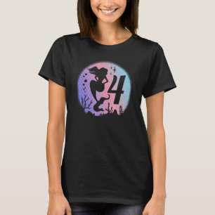 Girl 4th Birthday This Mermaid Is 4 Years Old Kids T-Shirt