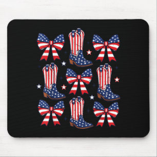 Girl 4th July Cowboy Boots Bows Cowgirl Aamerican Mouse Pad