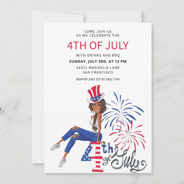 Girl 4th Of July Invitations (Front)