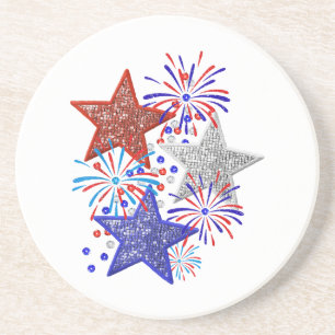 Girl 4th of July Women Red White Blue Star America Coaster