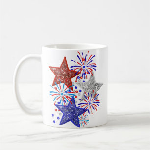 Girl 4th of July Women Red White Blue Star America Coffee Mug