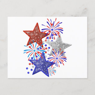 Girl 4th of July Women Red White Blue Star America Enclosure Card