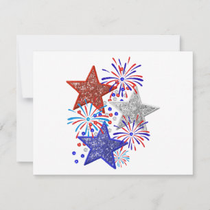 Girl 4th of July Women Red White Blue Star America Holiday Card