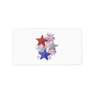 Girl 4th of July Women Red White Blue Star America Label