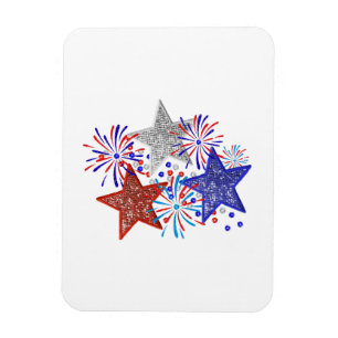Girl 4th of July Women Red White Blue Star America Magnet