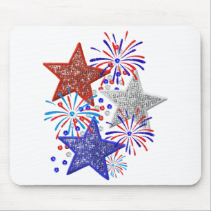 Girl 4th of July Women Red White Blue Star America Mouse Pad