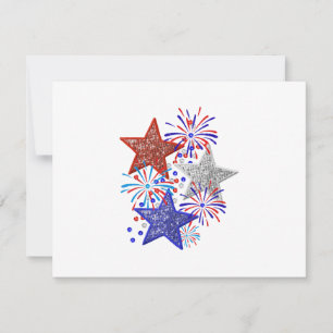 Girl 4th of July Women Red White Blue Star America RSVP Card