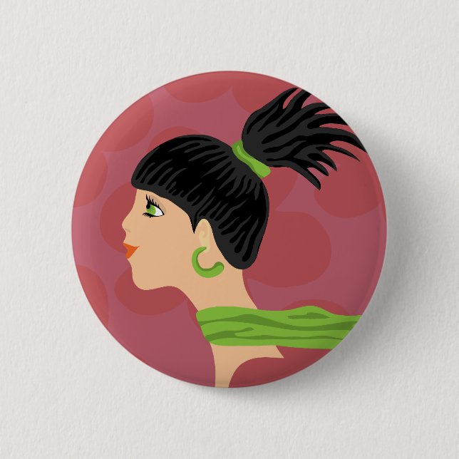 girl 6 cm round badge (Front)