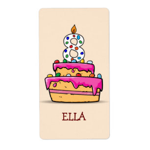 Girl 8th Birthday, 8 on Sweet Pink Cake