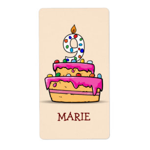 Girl 9th Birthday, 9 on Sweet Pink Cake