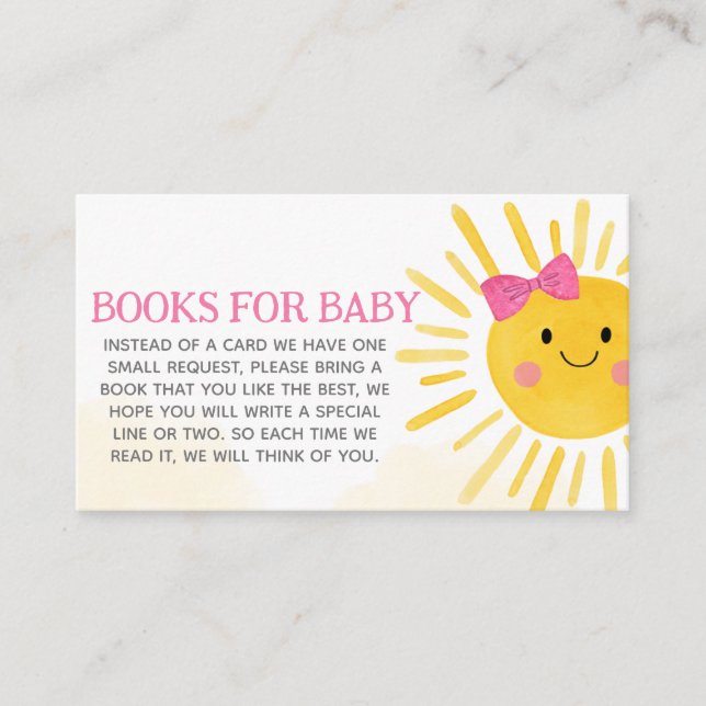 Girl A Little Ray of Sunshine Books for Baby Enclosure Card (Front)