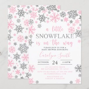 Girl A Little Snowflake Is On The Way Baby Shower  Invitation