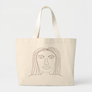 girl abstract drawing art large tote bag