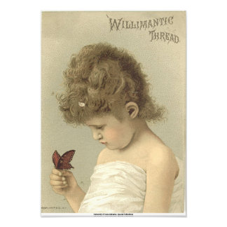 Girl Admiring Butterfly Ephemera Photo Print