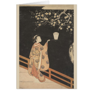 Girl Admiring Plum Blossoms