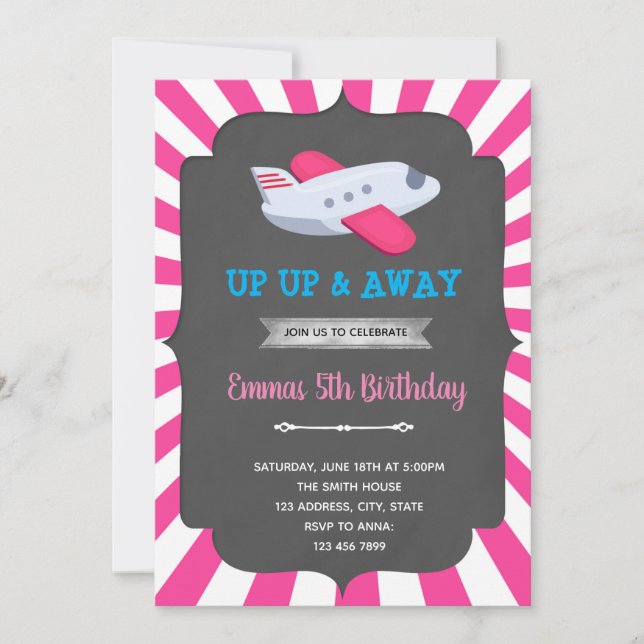 Girl aeroplane invitation (Front)