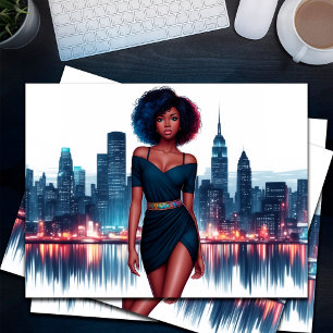 Girl African stylish Afro hair fashion business Postcard
