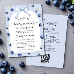 Girl All in One Blueberry Berry Sweet Baby Shower Invitation