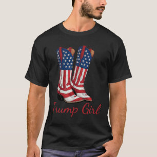 Girl American Flag Vote Trump Girl Republican Cowg T-Shirt