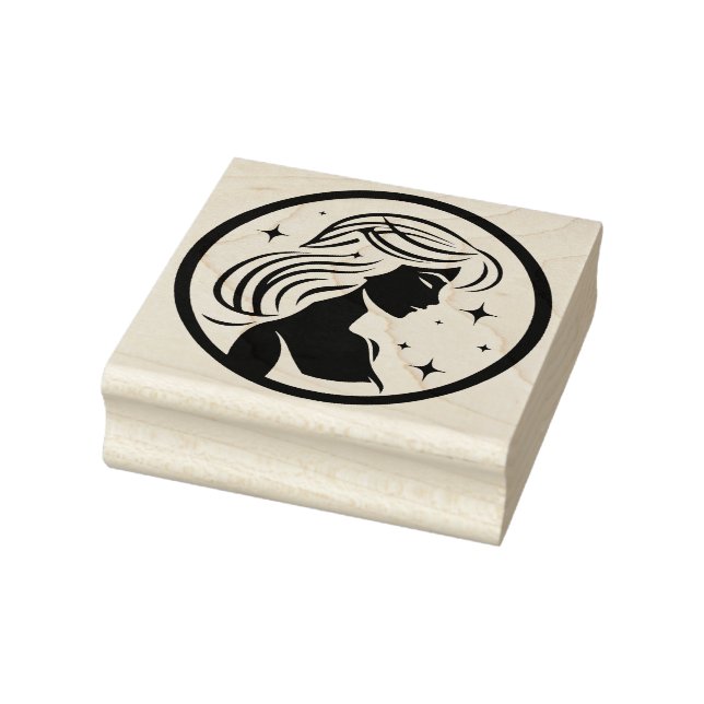 Girl among the stars -  virgo rubber stamp (Stamp)