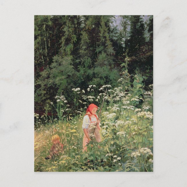 Girl among the wild flowers, 1880 postcard (Front)