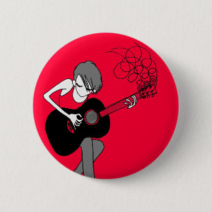Girl and a Guitar Button (BU24)