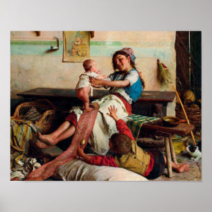 Girl and Baby by Gaetano Chierici Poster