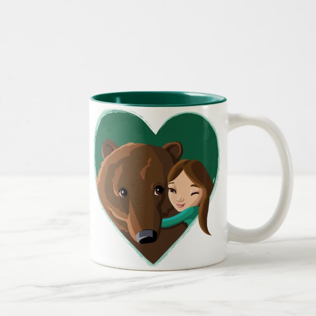 Girl and Bear Two-Tone Coffee Mug (Right)
