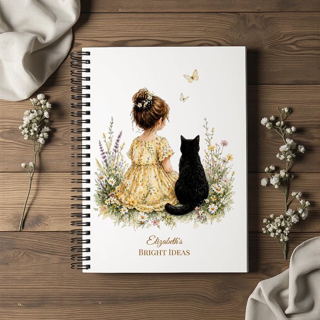 Girl and Black Cat Notebook (Creator Uploaded)