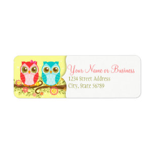 Girl and Boy Owls - Custom Return Address Labels