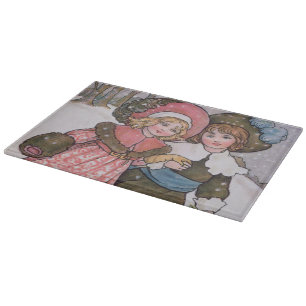 Girl and Boy Skating Cutting Board