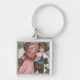 Girl and Boy Skating Key Ring