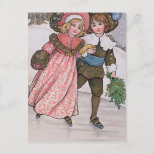 Girl and Boy Skating Postcard