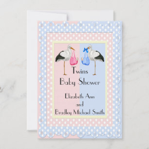 Girl and Boy Twins Baby Shower Invitation