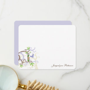 Girl And Boy Twins Purple Peas In A Pod Cute Baby Thank You Card
