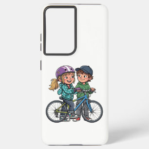 Girl and Boy with bicycle Samsung Galaxy Case