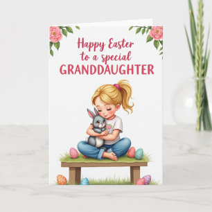 Girl And Bunny Celebration Card