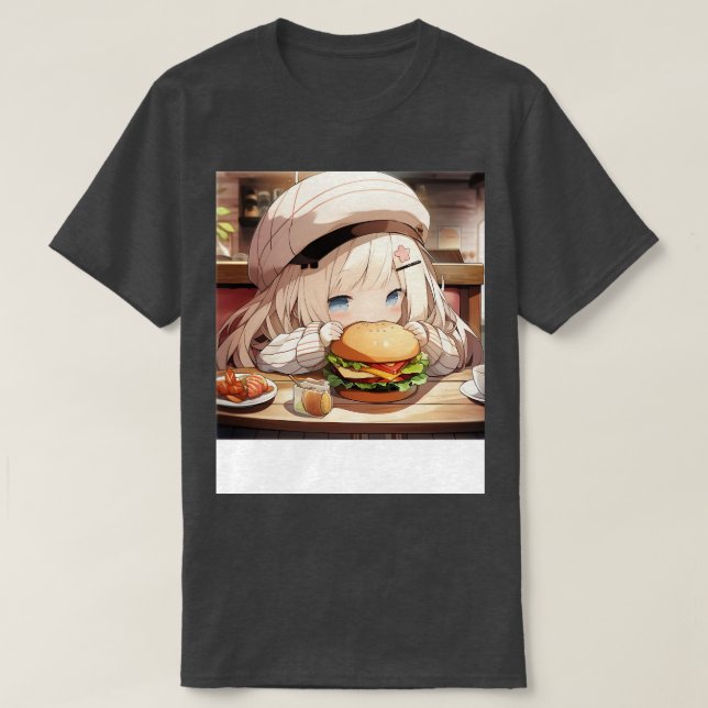 Girl And Burger T-Shirt (Design Front)