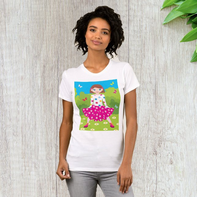 Girl And Butterflies Womens T-Shirt (Creator Uploaded)