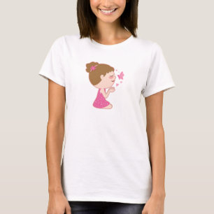 Girl and Butterfly Cute Drawing T-Shirt