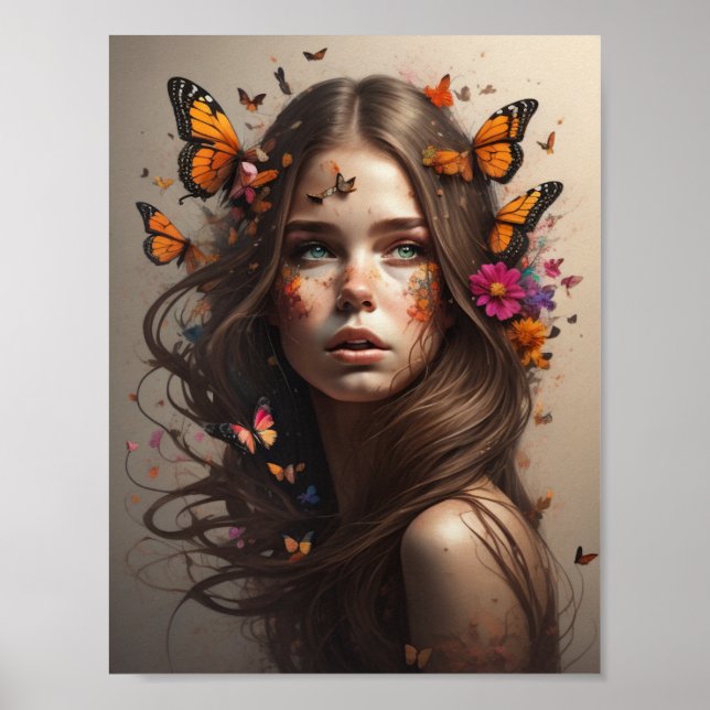 Girl and butterfly poster (Front)