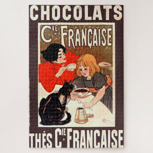 Girl and Cat, Vintage Poster, Alexandre Steinlen Jigsaw Puzzle