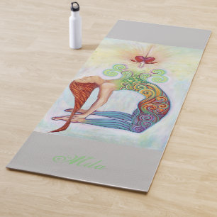 Girl and chakra meditation yoga mat