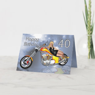 Girl and chopper 40 Birthday card