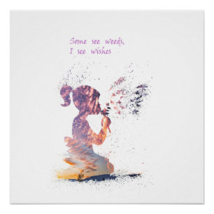 Girl and Dandelion watercolour decor