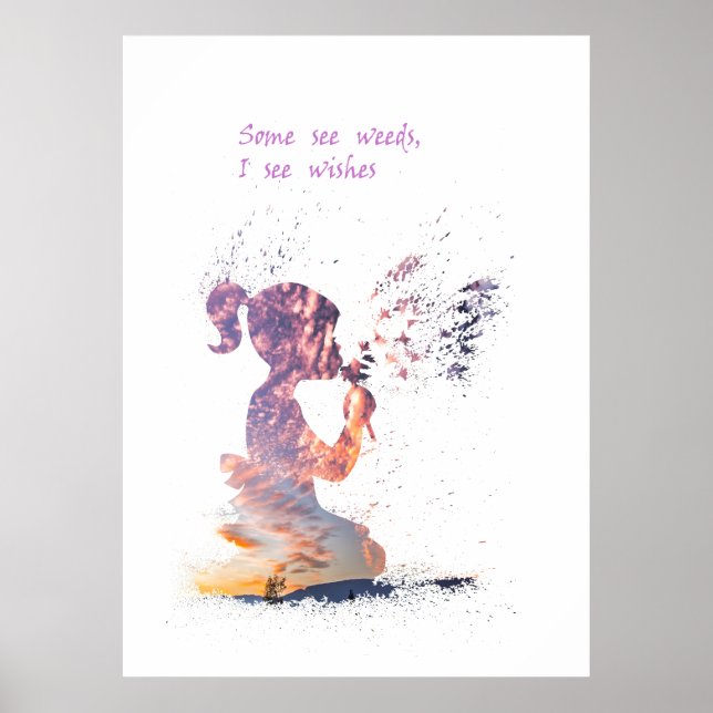 Girl and Dandelion  watercolour decor (Front)